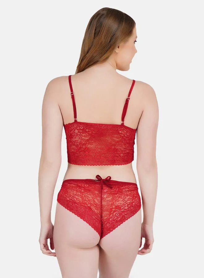 Take Two  Women Red Lace Lace Bralette and Bikini Set By Hill Islands for Women | Best Price UAE